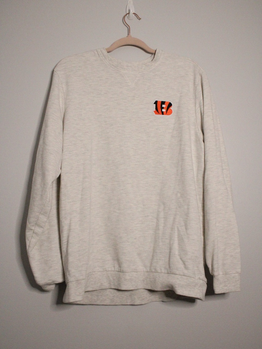 Antigua Gray Crewneck Sweatshirt with Orange and Black Chest Logo
